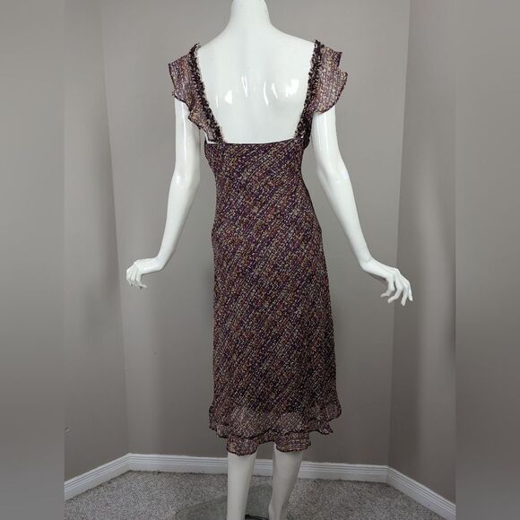 Zara Boho Midi Dress – Multicolor Print Ruffle Strap Slip Dress – Size Small (XS - Picture 2 of 7